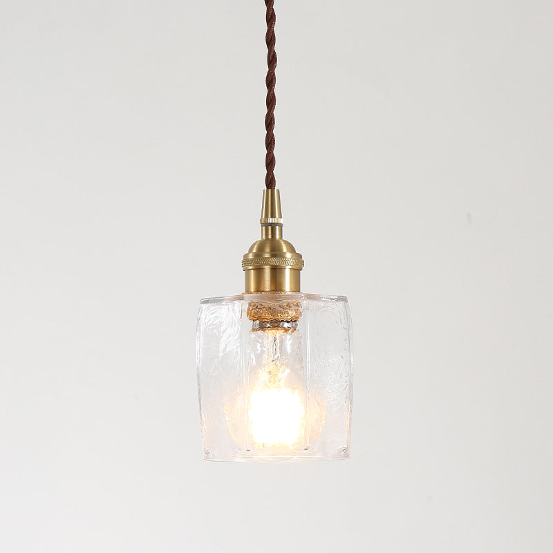 Brass 1 Light Ceiling Light Retro Clear Glass Shade Living Room Small Hanging Lamp Clearhalo 'Ceiling Lights' 'Pendant Lights' 'Pendants' Lighting' 2609976