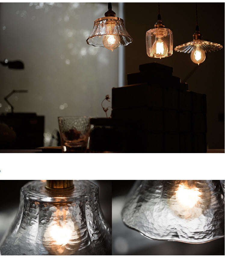 Brass 1 Light Ceiling Light Retro Clear Glass Shade Living Room Small Hanging Lamp Clearhalo 'Ceiling Lights' 'Pendant Lights' 'Pendants' Lighting' 2609981