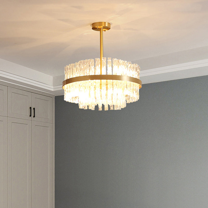 Multiplier Crystal Pendant Light Modern Metal Round Living Room Chandelier Light in Gold Clearhalo 'Ceiling Lights' 'Pendant Lights' 'Pendants' Lighting' 2609985