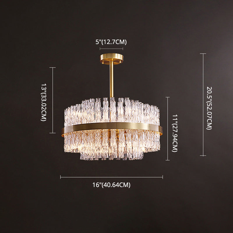 Multiplier Crystal Pendant Light Modern Metal Round Living Room Chandelier Light in Gold Clearhalo 'Ceiling Lights' 'Pendant Lights' 'Pendants' Lighting' 2609990