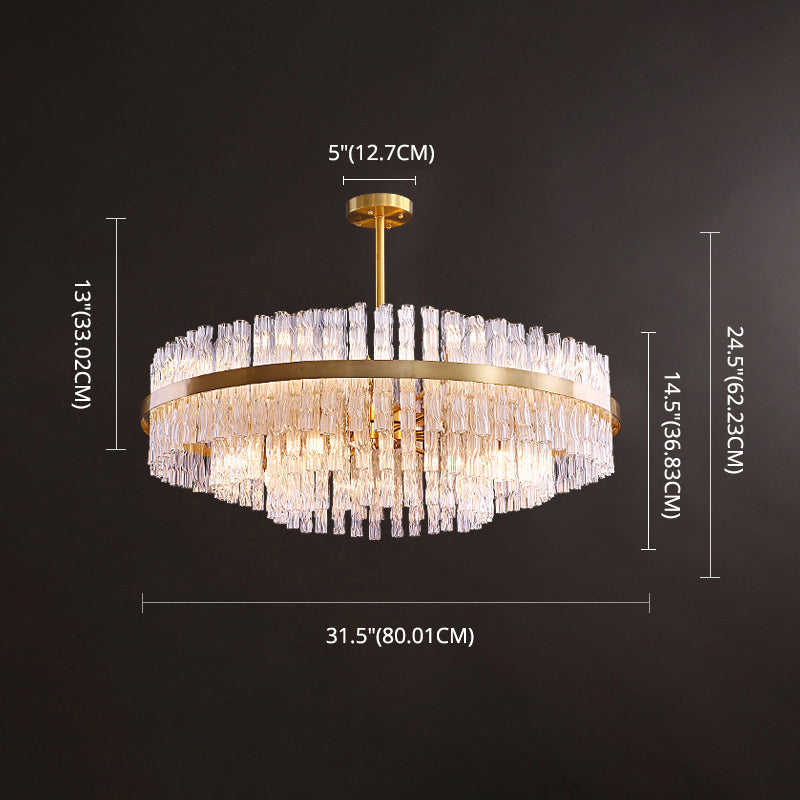 Multiplier Crystal Pendant Light Modern Metal Round Living Room Chandelier Light in Gold Clearhalo 'Ceiling Lights' 'Pendant Lights' 'Pendants' Lighting' 2609991