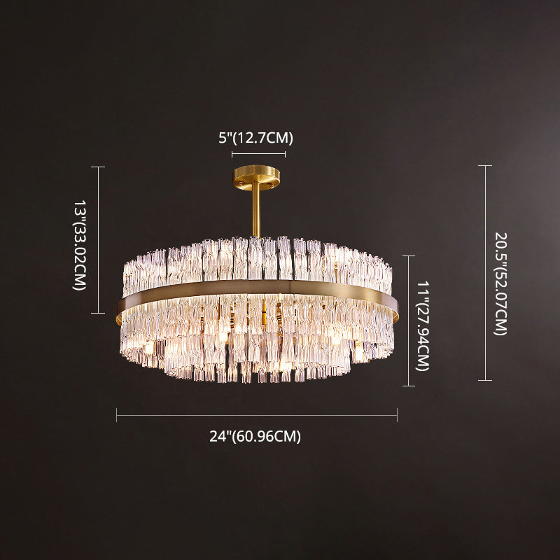 Multiplier Crystal Pendant Light Modern Metal Round Living Room Chandelier Light in Gold Clearhalo 'Ceiling Lights' 'Pendant Lights' 'Pendants' Lighting' 2609992