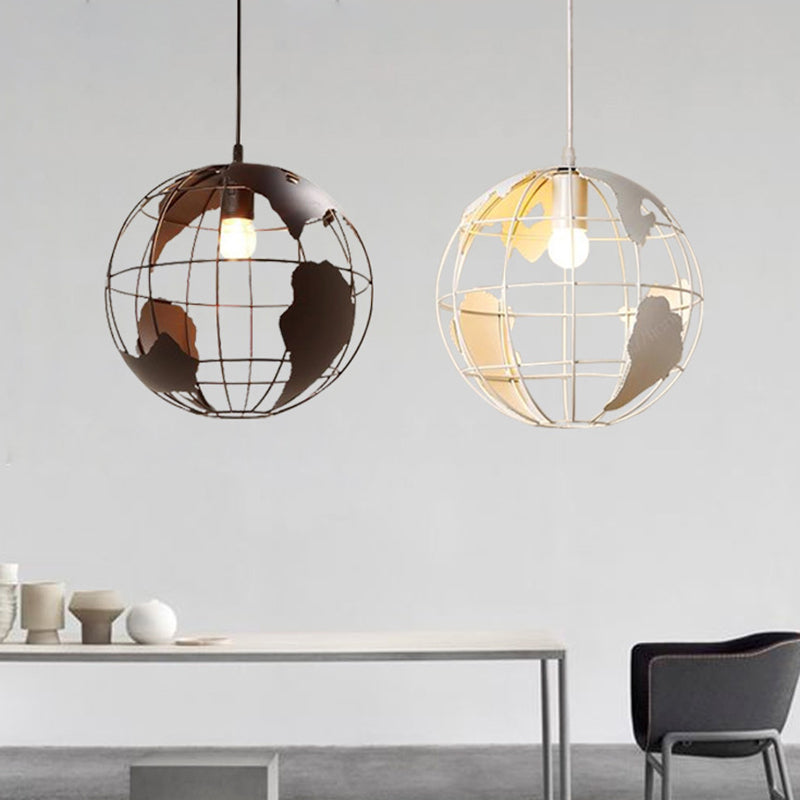 Industrial Orb Single Pendant Light Globe Metal Cage Shade Hanging Lamp for Living Room Clearhalo 'Ceiling Lights' 'Pendant Lights' 'Pendants' Lighting' 2610037