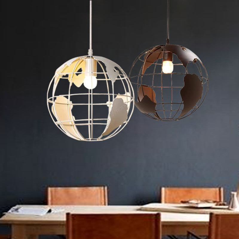 Industrial Orb Single Pendant Light Globe Metal Cage Shade Hanging Lamp for Living Room Clearhalo 'Ceiling Lights' 'Pendant Lights' 'Pendants' Lighting' 2610039