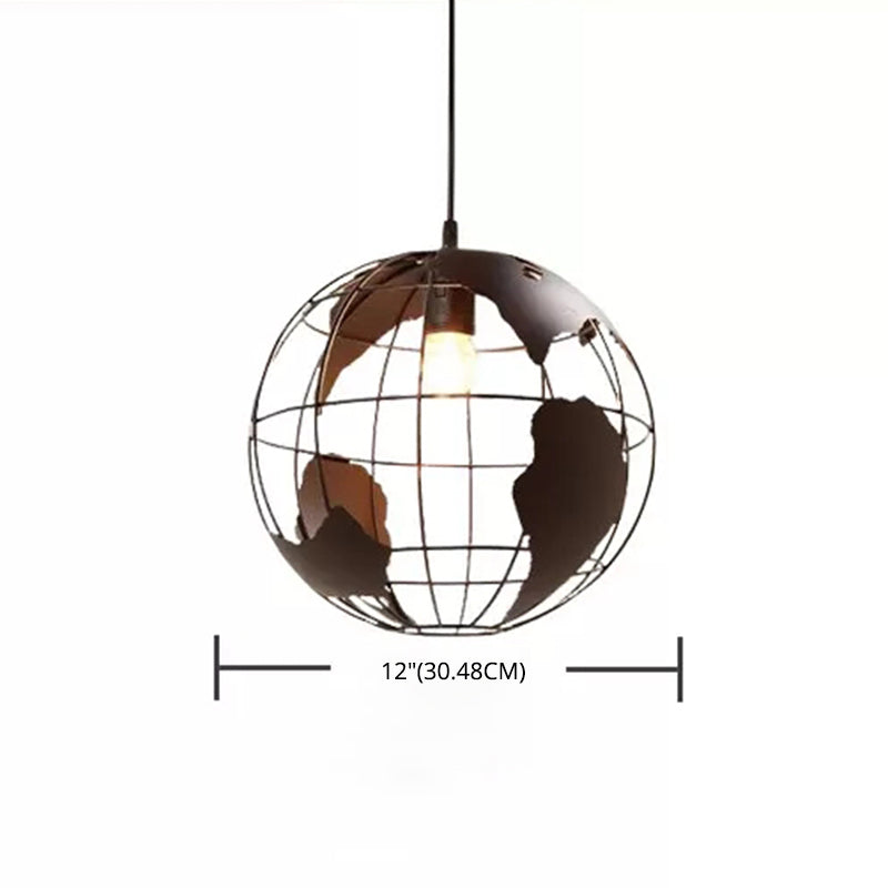 Industrial Orb Single Pendant Light Globe Metal Cage Shade Hanging Lamp for Living Room Clearhalo 'Ceiling Lights' 'Pendant Lights' 'Pendants' Lighting' 2610042