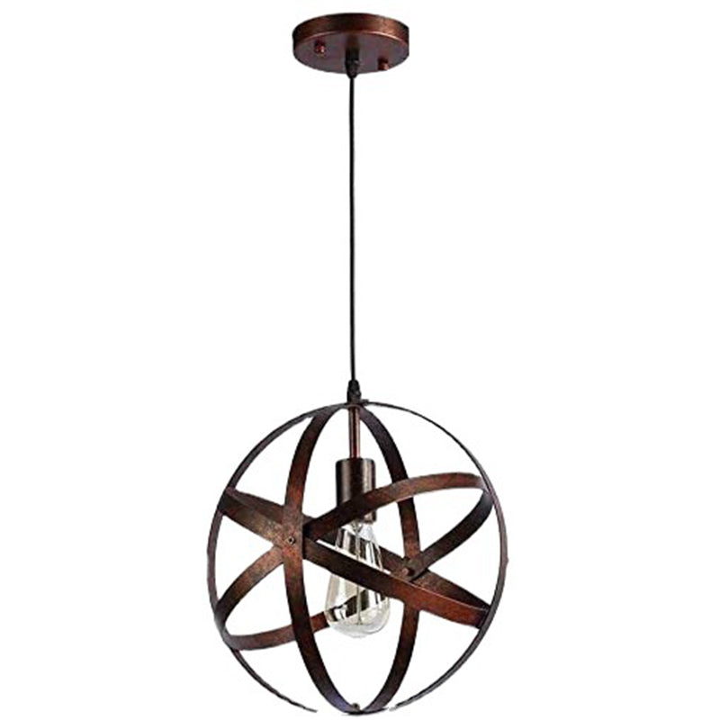 Retro Industrial Single Globe Cage Pendant Light Iron 1 Light Suspension Light for Dining Table Clearhalo 'Ceiling Lights' 'Pendant Lights' 'Pendants' Lighting' 2610058