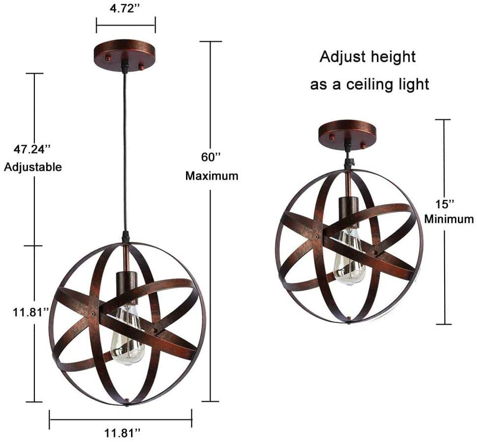 Retro Industrial Single Globe Cage Pendant Light Iron 1 Light Suspension Light for Dining Table Clearhalo 'Ceiling Lights' 'Pendant Lights' 'Pendants' Lighting' 2610059