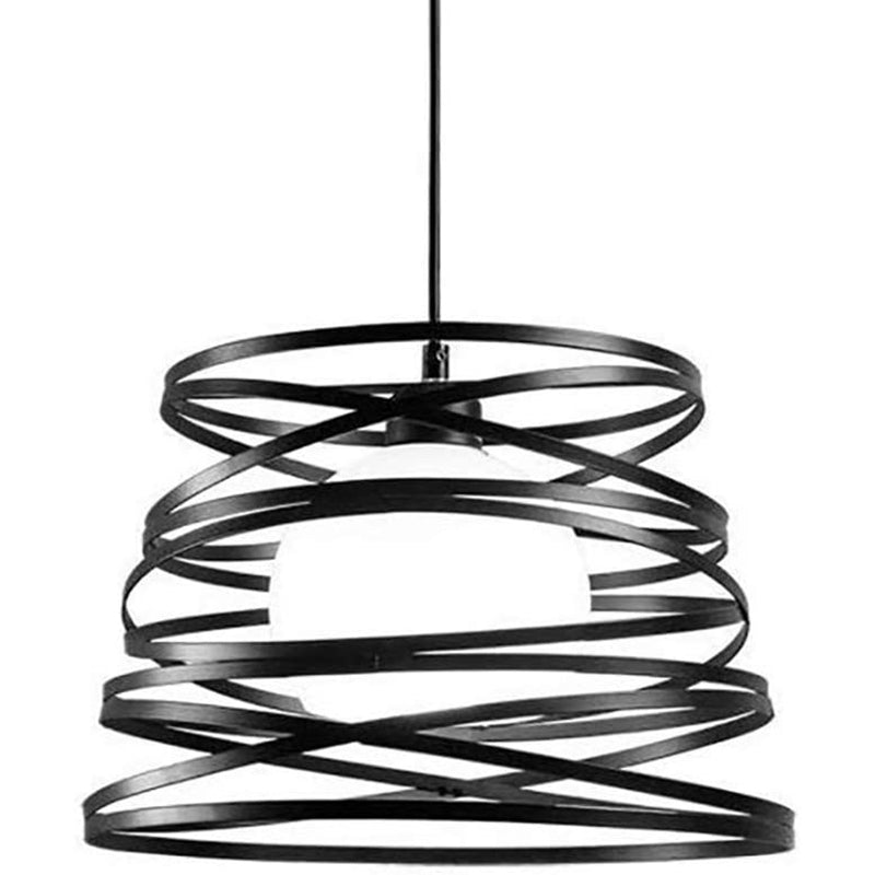 Black Metal 1 Light Pendant Light Indsutrial Retro Cylinder Cage Hanging Lamp for Restaurant Black Clearhalo 'Ceiling Lights' 'Pendant Lights' 'Pendants' Lighting' 2610068