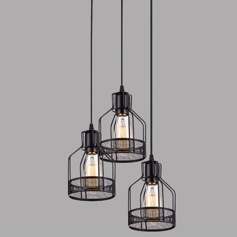 Black Metal Pendant Light Indsutrial Retro Bird Cage Hanging Lamp for Restaurant Clearhalo 'Ceiling Lights' 'Pendant Lights' 'Pendants' Lighting' 2610071