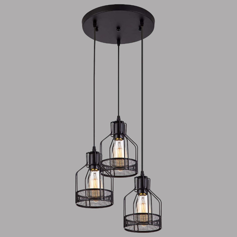 Black Metal Pendant Light Indsutrial Retro Bird Cage Hanging Lamp for Restaurant Clearhalo 'Ceiling Lights' 'Pendant Lights' 'Pendants' Lighting' 2610075