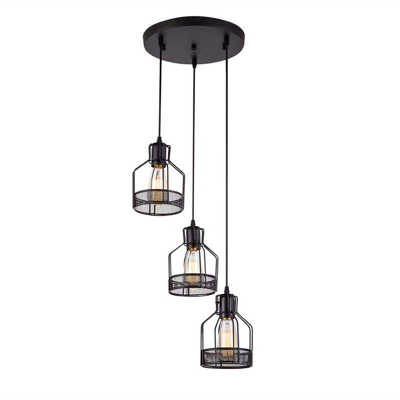 Black Metal Pendant Light Indsutrial Retro Bird Cage Hanging Lamp for Restaurant Clearhalo 'Ceiling Lights' 'Pendant Lights' 'Pendants' Lighting' 2610076