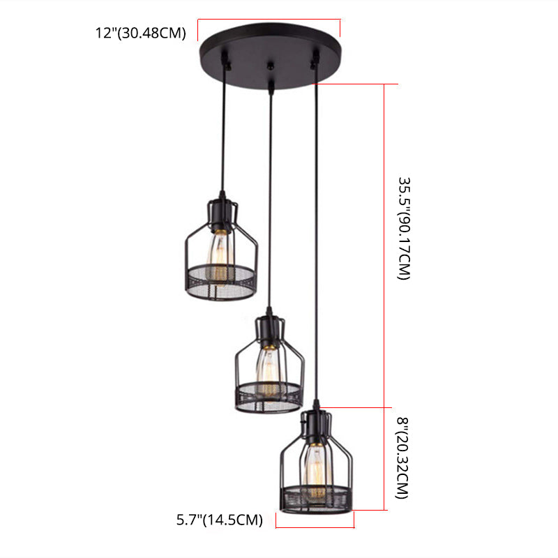 Black Metal Pendant Light Indsutrial Retro Bird Cage Hanging Lamp for Restaurant Clearhalo 'Ceiling Lights' 'Pendant Lights' 'Pendants' Lighting' 2610077