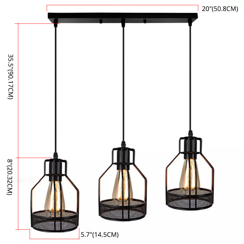 Black Metal Pendant Light Indsutrial Retro Bird Cage Hanging Lamp for Restaurant Clearhalo 'Ceiling Lights' 'Pendant Lights' 'Pendants' Lighting' 2610078