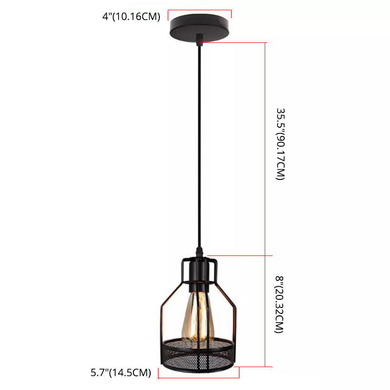 Black Metal Pendant Light Indsutrial Retro Bird Cage Hanging Lamp for Restaurant Clearhalo 'Ceiling Lights' 'Pendant Lights' 'Pendants' Lighting' 2610079