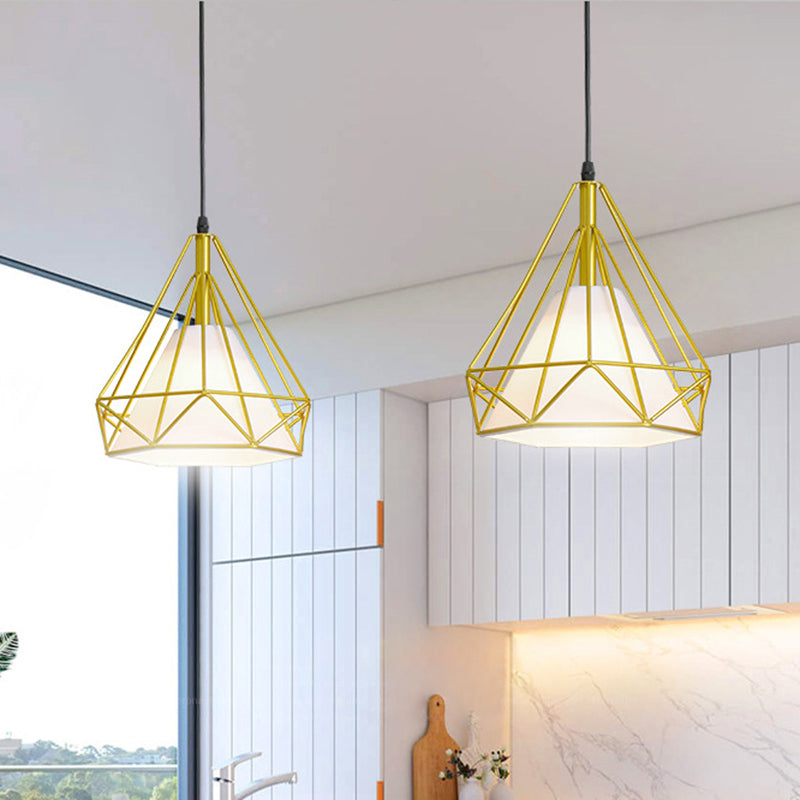 Diamond Iron Cluster Pendant Lighting Post-Modern Restaurant Hanging Lamp in Gold Clearhalo 'Ceiling Lights' 'Pendant Lights' 'Pendants' Lighting' 2610080