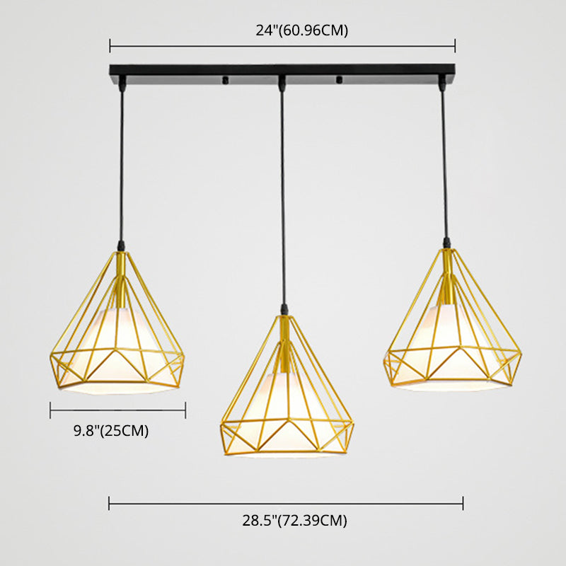 Diamond Iron Cluster Pendant Lighting Post-Modern Restaurant Hanging Lamp in Gold Clearhalo 'Ceiling Lights' 'Pendant Lights' 'Pendants' Lighting' 2610090