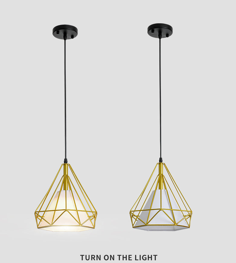 Diamond Iron Cluster Pendant Lighting Post-Modern Restaurant Hanging Lamp in Gold Clearhalo 'Ceiling Lights' 'Pendant Lights' 'Pendants' Lighting' 2610091