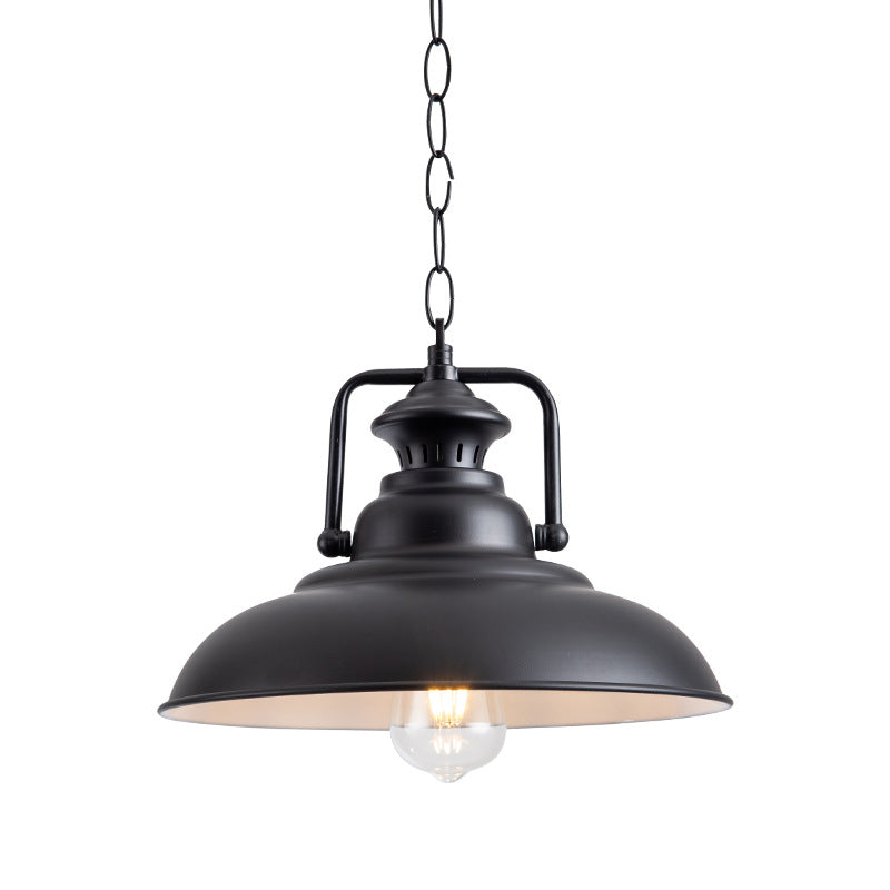 1 Light Pendant Light Industrial Dome Shade Metal Hanging Lamp in Black with Swivel Joint Black Clearhalo 'Ceiling Lights' 'Pendant Lights' 'Pendants' Lighting' 2610104