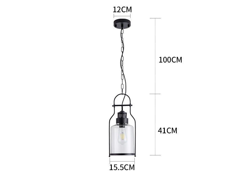 Black 1 Light Pendant Light Industrial Cylinder Glass Shade Hanging Lamp with Metal Joint Clearhalo 'Ceiling Lights' 'Pendant Lights' 'Pendants' Lighting' 2610114