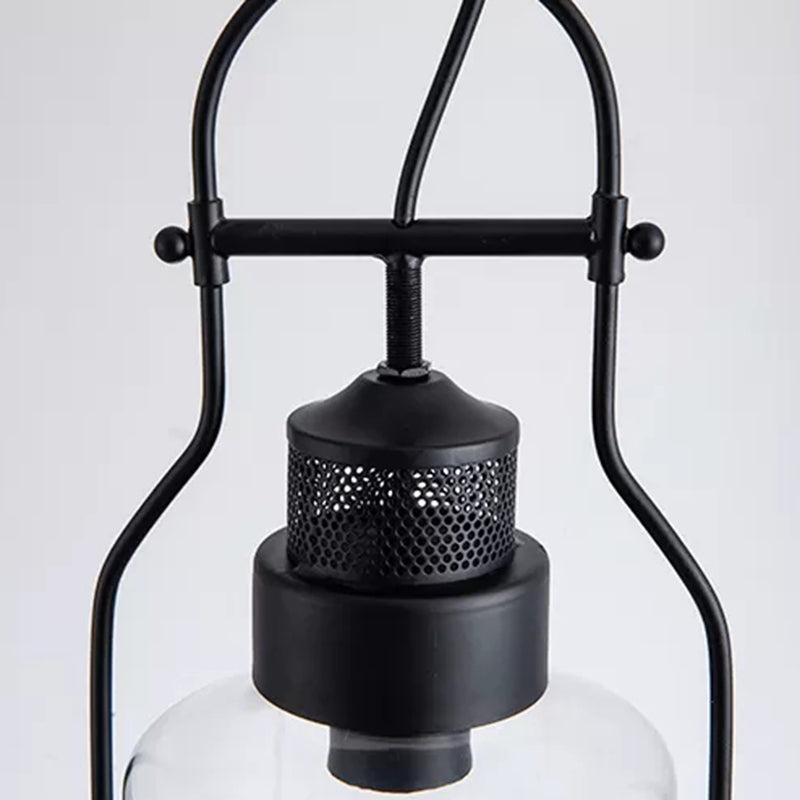 Black 1 Light Pendant Light Industrial Cylinder Glass Shade Hanging Lamp with Metal Joint Clearhalo 'Ceiling Lights' 'Pendant Lights' 'Pendants' Lighting' 2610115