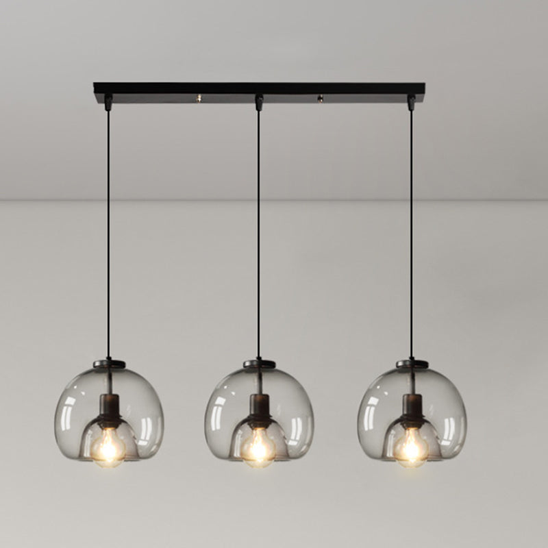 Black Spherical Pendant Light Modern Minimalist Clear Glass Dining Room Hanging Lamp Black Linear Clearhalo 'Ceiling Lights' 'Pendant Lights' 'Pendants' Lighting' 2610136