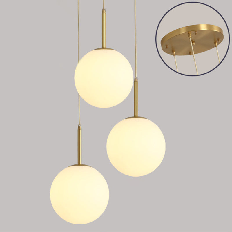 Modern Minimalist Design Hanging Lamp White Globe Glass Shade Pendant Light for Dining Room Table Clearhalo 'Ceiling Lights' 'Pendant Lights' 'Pendants' Lighting' 2610175