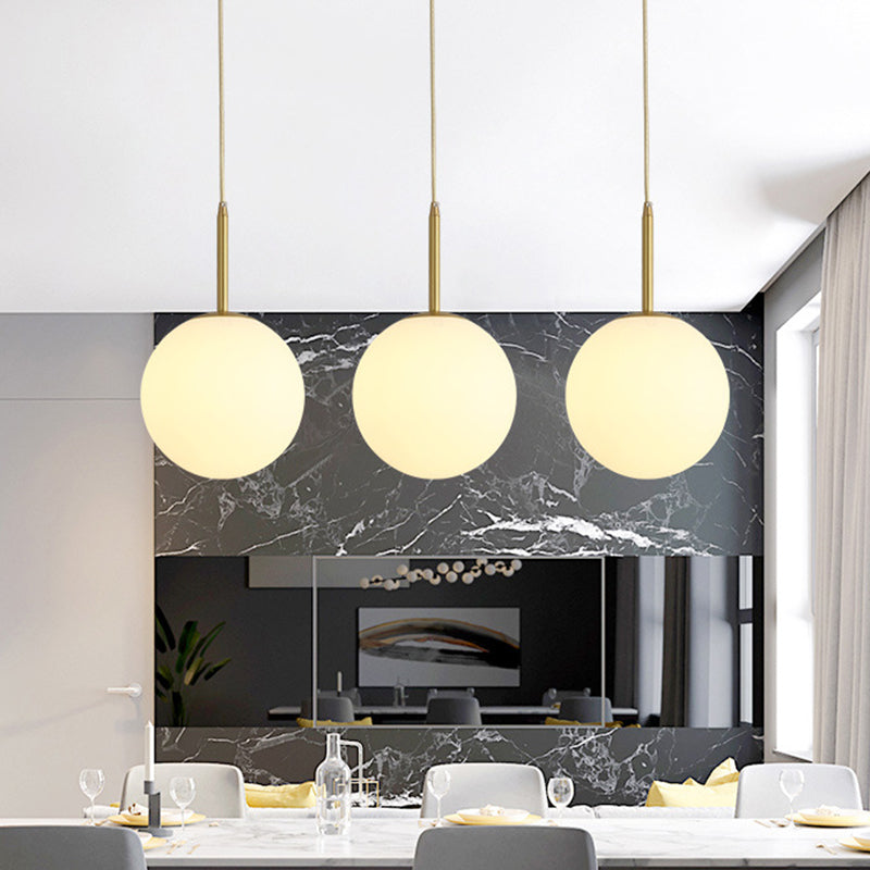 Modern Minimalist Design Hanging Lamp White Globe Glass Shade Pendant Light for Dining Room Table Clearhalo 'Ceiling Lights' 'Pendant Lights' 'Pendants' Lighting' 2610179