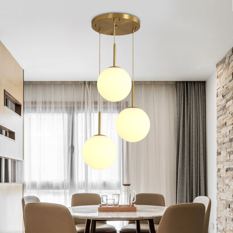 Modern Minimalist Design Hanging Lamp White Globe Glass Shade Pendant Light for Dining Room Table Clearhalo 'Ceiling Lights' 'Pendant Lights' 'Pendants' Lighting' 2610180