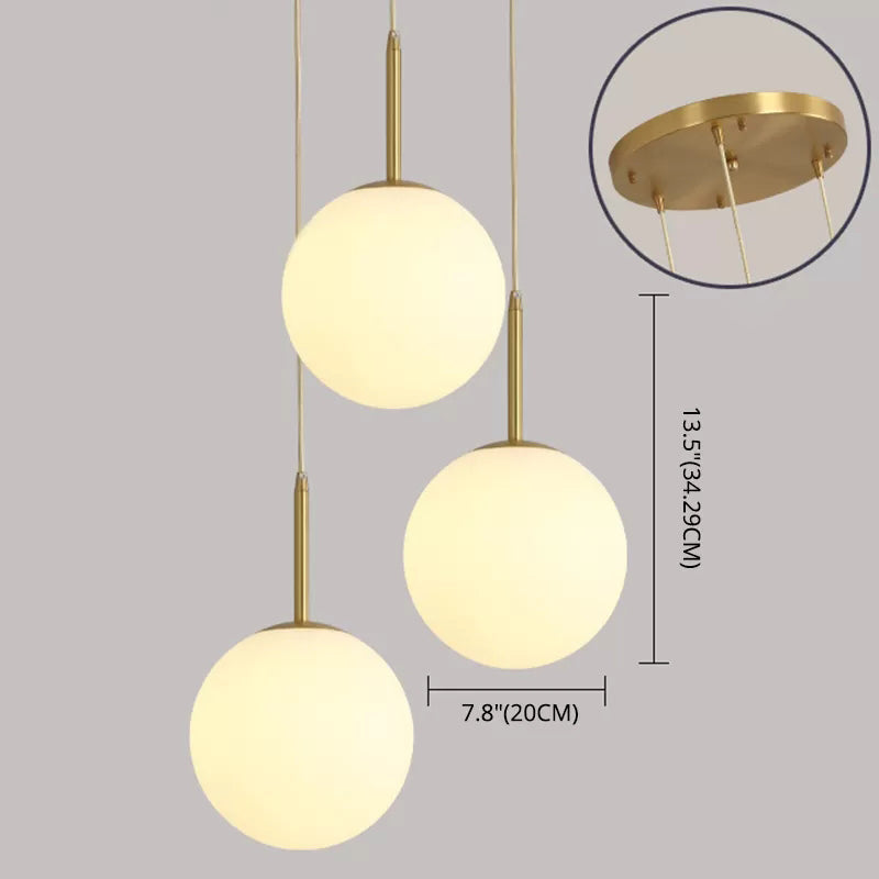 Modern Minimalist Design Hanging Lamp White Globe Glass Shade Pendant Light for Dining Room Table Clearhalo 'Ceiling Lights' 'Pendant Lights' 'Pendants' Lighting' 2610182