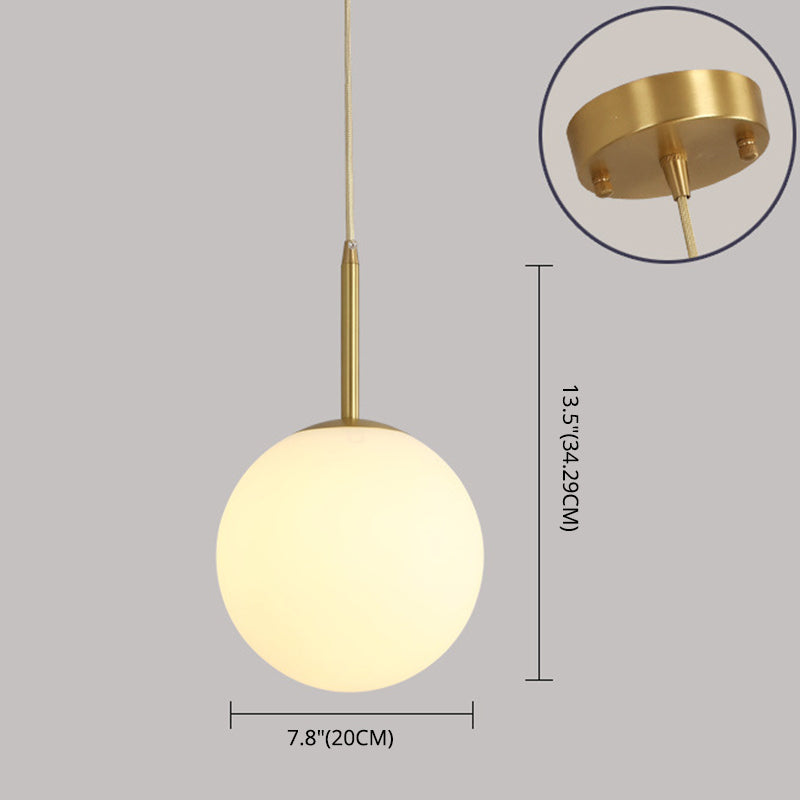 Modern Minimalist Design Hanging Lamp White Globe Glass Shade Pendant Light for Dining Room Table Clearhalo 'Ceiling Lights' 'Pendant Lights' 'Pendants' Lighting' 2610183