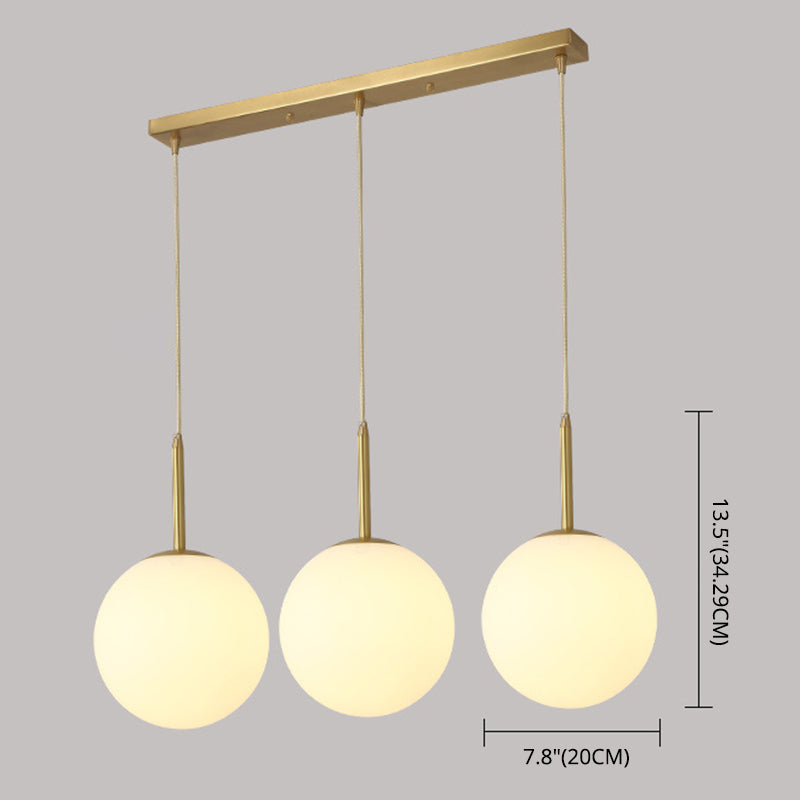 Modern Minimalist Design Hanging Lamp White Globe Glass Shade Pendant Light for Dining Room Table Clearhalo 'Ceiling Lights' 'Pendant Lights' 'Pendants' Lighting' 2610184