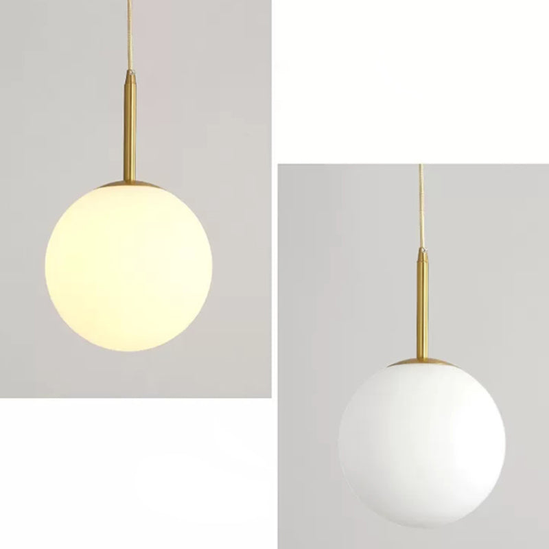 Modern Minimalist Design Hanging Lamp White Globe Glass Shade Pendant Light for Dining Room Table Clearhalo 'Ceiling Lights' 'Pendant Lights' 'Pendants' Lighting' 2610185