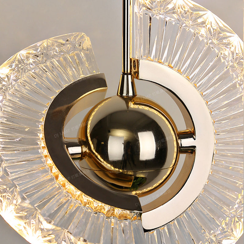 Gold 1 Light Pendant Lamp Modern Minimalist Round Crystal Living Room Small Hanging Lamp Clearhalo 'Ceiling Lights' 'Pendant Lights' 'Pendants' Lighting' 2610192