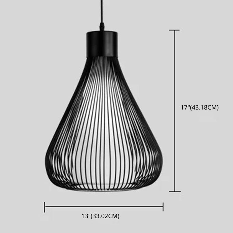 Metal 1 Light Pendant Light Nordic Simple Teardrop Cage Hanging Lamp for Restaurant Clearhalo 'Ceiling Lights' 'Pendant Lights' 'Pendants' Lighting' 2610217