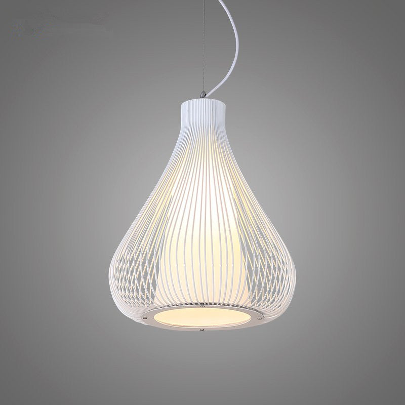 Metal 1 Light Pendant Light Nordic Simple Teardrop Cage Hanging Lamp for Restaurant Clearhalo 'Ceiling Lights' 'Pendant Lights' 'Pendants' Lighting' 2610218