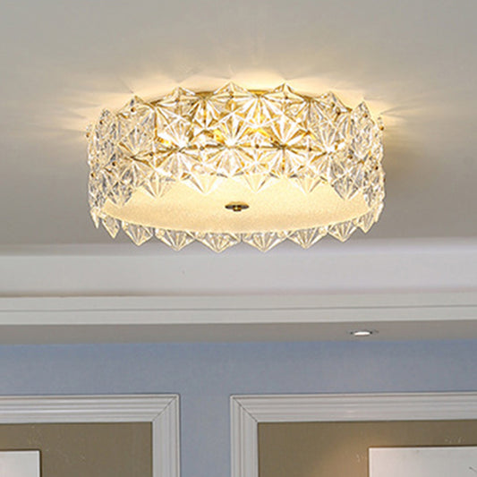 16"/23.5" W Round Clear Crystal Flush Ceiling Light Contemporary 1 Light Bedroom Flush Mount Lighting Clearhalo 'Ceiling Lights' 'Close To Ceiling Lights' 'Close to ceiling' 'Flush mount' Lighting' 261026