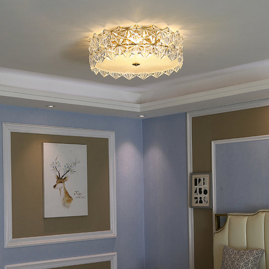 16"/23.5" W Round Clear Crystal Flush Ceiling Light Contemporary 1 Light Bedroom Flush Mount Lighting Clearhalo 'Ceiling Lights' 'Close To Ceiling Lights' 'Close to ceiling' 'Flush mount' Lighting' 261027