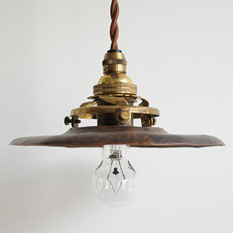 Single Light Vintage Brass Pendant Light Industrial Style Bedroom Mini Hanging Lamp with 27.5" Adjustable Wire Rust Clearhalo 'Ceiling Lights' 'Pendant Lights' 'Pendants' Lighting' 2611841