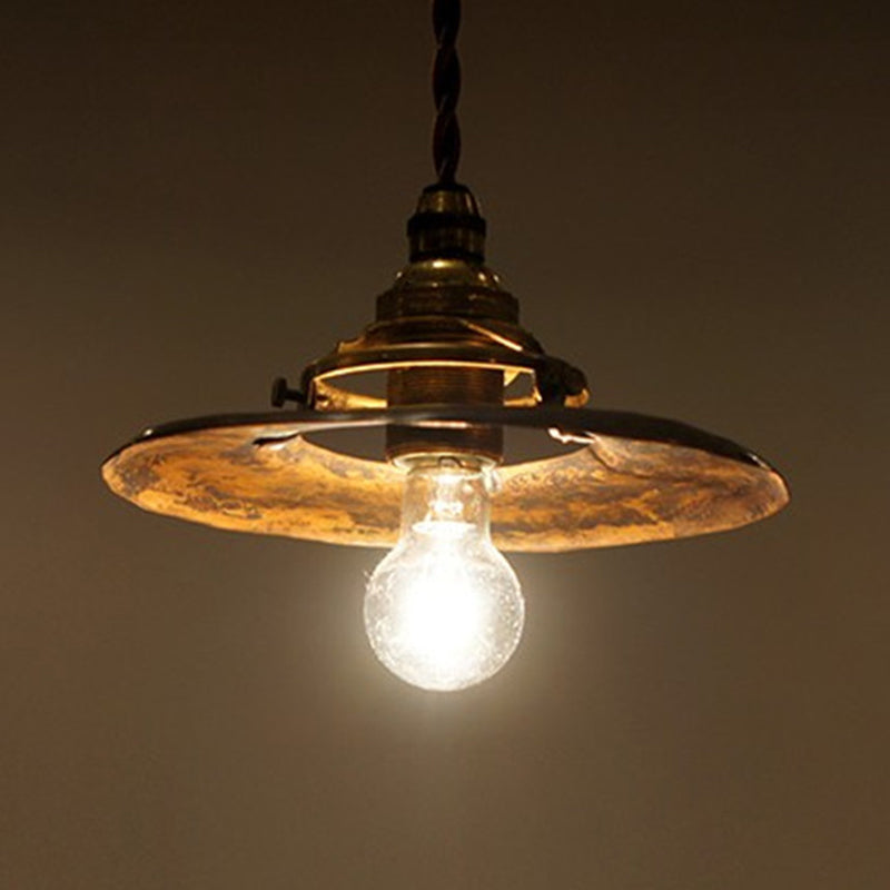 Single Light Vintage Brass Pendant Light Industrial Style Bedroom Mini Hanging Lamp with 27.5" Adjustable Wire Clearhalo 'Ceiling Lights' 'Pendant Lights' 'Pendants' Lighting' 2611844