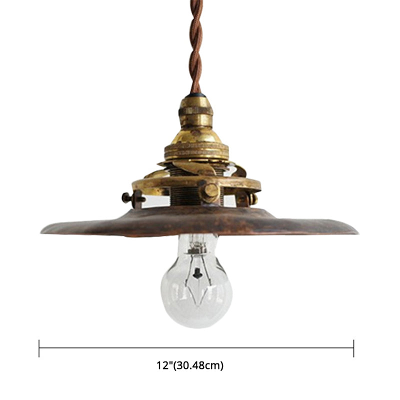 Single Light Vintage Brass Pendant Light Industrial Style Bedroom Mini Hanging Lamp with 27.5" Adjustable Wire Clearhalo 'Ceiling Lights' 'Pendant Lights' 'Pendants' Lighting' 2611846