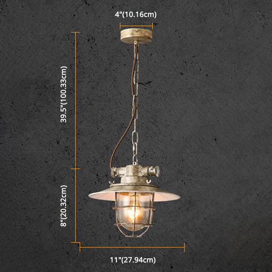 Industrial Iron Cage Hanging Light Copper Patina 1 Light Suspension Light with Adjustable Chain Clearhalo 'Ceiling Lights' 'Pendant Lights' 'Pendants' Lighting' 2611854