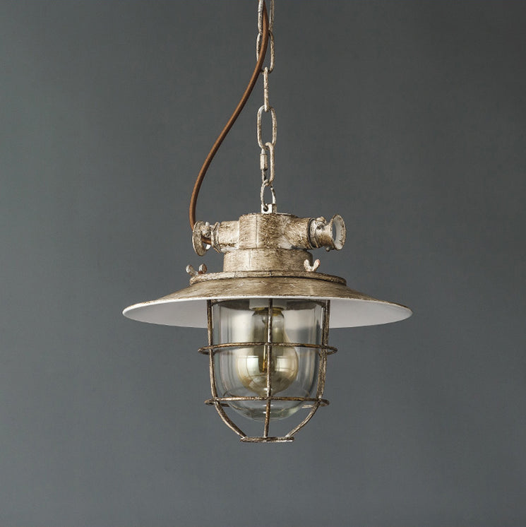 Industrial Iron Cage Hanging Light Copper Patina 1 Light Suspension Light with Adjustable Chain Clearhalo 'Ceiling Lights' 'Pendant Lights' 'Pendants' Lighting' 2611855