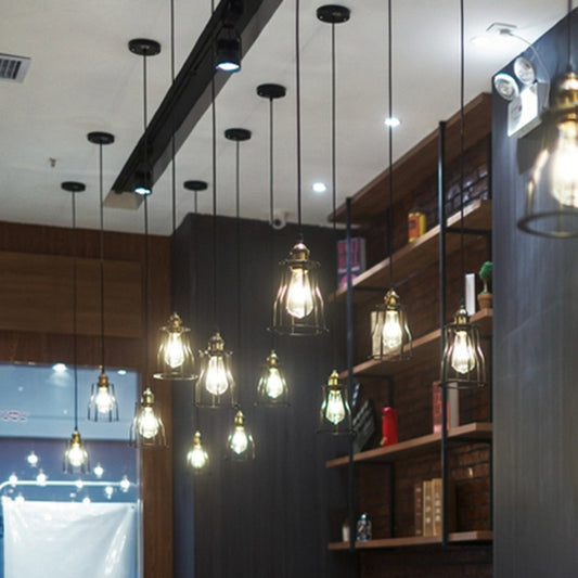 Retro Industrial Style Decorative Hanging Lamp Single Light Black Wrought Iron Frame Pendant Light for Restaurant Bar Clearhalo 'Ceiling Lights' 'Pendant Lights' 'Pendants' Lighting' 2611869