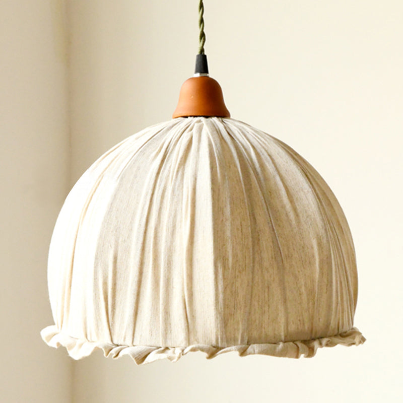 Bowl Burlap Shade Hanging Pendant Lamp Nordic Style Fabric 1 Light Hanging Light for Bedroom Dining Room Clearhalo 'Ceiling Lights' 'Pendant Lights' 'Pendants' Lighting' 2611947