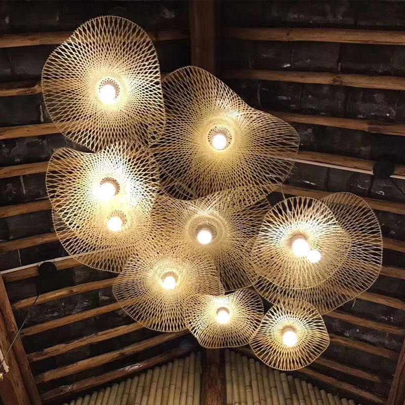 Japanese Style Bamboo Woven Pendant Lamp Fisherman's Hat Shape Art Deco 1-Light Hanging Light for Restaurant Clearhalo 'Ceiling Lights' 'Pendant Lights' 'Pendants' Lighting' 2612002