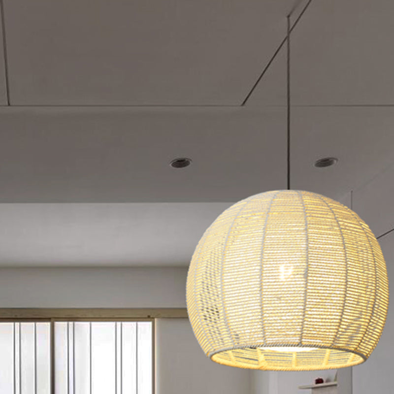 Double Rattan Shade Pendant Lamp Japanese Simplicity Single Light Hanging Ceiling Light in Beige/Coffee Clearhalo 'Ceiling Lights' 'Pendant Lights' 'Pendants' Lighting' 2612064