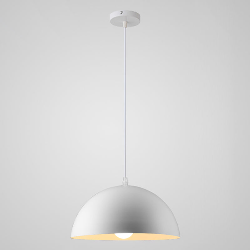 8 Color Optional Half Globe Pendant Lamp Macaron Simple Colorful Metal Hanging Light for Kitchen Dining Room White 14" Clearhalo 'Ceiling Lights' 'Pendant Lights' 'Pendants' Lighting' 2612080_913ffb41-ff13-4d6b-9df4-03876e01cecc