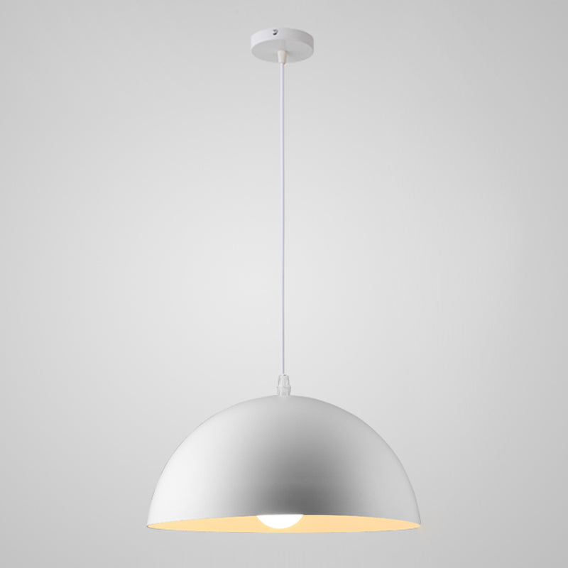 8 Color Optional Half Globe Pendant Lamp Macaron Simple Colorful Metal Hanging Light for Kitchen Dining Room White 16" Clearhalo 'Ceiling Lights' 'Pendant Lights' 'Pendants' Lighting' 2612082_710ad2fa-a1a4-4fa9-b5ab-4fb0e810db71