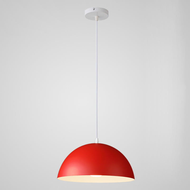 8 Color Optional Half Globe Pendant Lamp Macaron Simple Colorful Metal Hanging Light for Kitchen Dining Room Clearhalo 'Ceiling Lights' 'Pendant Lights' 'Pendants' Lighting' 2612084