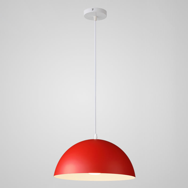 8 Color Optional Half Globe Pendant Lamp Macaron Simple Colorful Metal Hanging Light for Kitchen Dining Room Red 14" Clearhalo 'Ceiling Lights' 'Pendant Lights' 'Pendants' Lighting' 2612085_3cf16390-0a79-4e31-95eb-1ad6ae4dd3e6